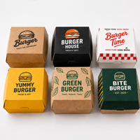 Boîte à burger en carton personnalisée de qualité alimentaire, jetable, pour frites et restauration rapide à emporter en gros pour restaurants