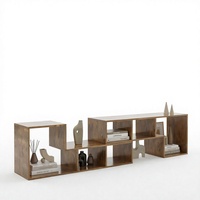 Ensemble de table basse et meuble TV de luxe TUZHI CASA, style ferme, pliable, en panneaux de bois modernes, avec foyer LED, pour téléviseurs de salon de 55/85 pouces