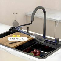 Évier de cuisine rectangulaire en acier inoxydable fait main, à poser sur comptoir, poli, à cuve unique, station de lavage multifonctionnelle