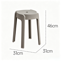 Tabouret rond en plastique empilable, étanche et anti-collision, en stock, à prix abordable, pour salon de thé, appartement, usage quotidien en intérieur