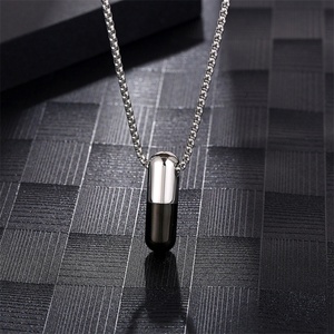 Wholesale Stainless Steel Vintage Capsule Pendant Necklace for Men - Product Image 2
