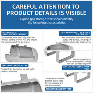 خزان هواء أفقي 10 لتر معتمد من الفولاذ الكربوني-قابل للتخصيص مع شهادة - Product Image 5