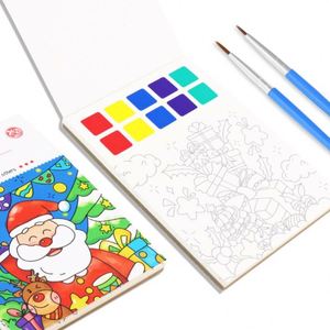 Custom Merry Christmas Graffiti <b>Coloring</b> Book 15 Pages Water <b>Color</b> Paper School Gift Kindergarten Educational Toy 2 Paintbrush - Product Image 5