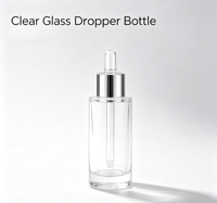 Flacon en verre rond coloré sur mesure avec compte-gouttes en caoutchouc transparent, récipient de distribution léger pour sérum SPA, huile parfumée