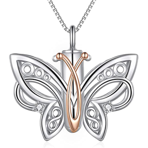 Colar pingente de borboleta aço inoxidável, joia de cremação para cinzas, lembranças de presente memorial para perda de amado - Product Image 1
