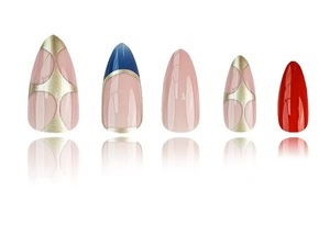 OEM nuevo 3D almendra diseñado <span class=keywords><strong>fucsia</strong></span> oro azul francés Prensa en dedo <span class=keywords><strong>uñas</strong></span> postizas cubierta completa Ins <span class=keywords><strong>uñas</strong></span> artificiales completo Abs - Product Image 5