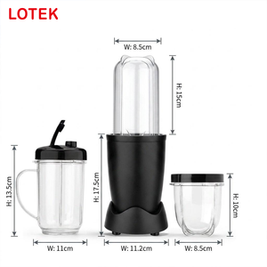 เครื่องปั่นสมูทตี้ไฟฟ้า LOTEK 250W ควบคุมด้วยปุ่มหมุนอเนกประสงค์สำหรับเชคและสมูทตี้ พร้อมแก้วพกพา 3 ใบ - Product Image 6