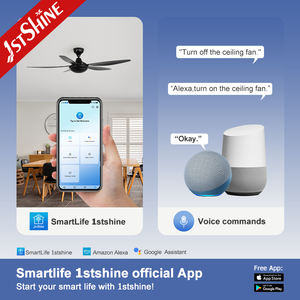 1stshine Ventilateur de plafond Plastique noir 5 pales 54 pouces Smart APP Ventilateur de plafond avec télécommande - Product Image 6