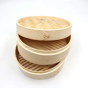Hot selling eco friendly home cooking steamer 3 tier bamboo steamer set