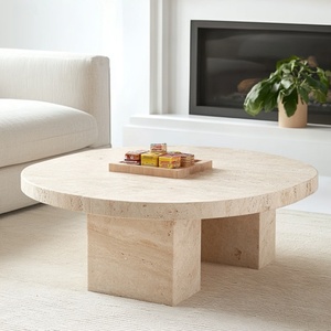 ห้องนั่งเล่นสไตล์ยุโรปสมัยใหม่ตกแต่งโต๊ะรับประทานอาหารหินธรรมชาติโต๊ะกาแฟหินอ่อนสีเบจ - Product Image 3