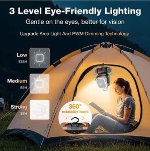 Ventilador Portátil Recargable Solar USB F22 de 40000mAh para Camping con Luz, Control Remoto y Cuatro Velocidades de Viento - Product Image 1