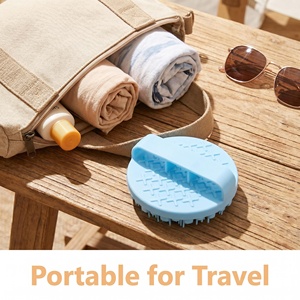 Brosse de massage corporelle ronde en silicone portable, à poils doux, exfoliante en profondeur, pour la douche, adaptée aux peaux sensibles, brosse de voyage - Product Image 5