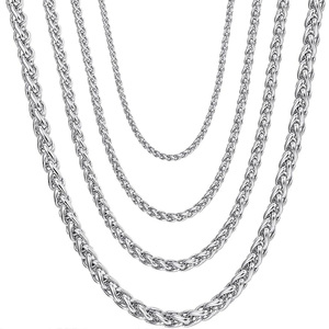 Collana Lunga Intrecciata Spiga Keel da 2mm 3mm in Acciaio Inossidabile Placcato Oro 14K, Resistente all'Ossidazione e Impermeabile, per <span class=keywords><strong>Uomo</strong></span> e Donna - Product Image 6