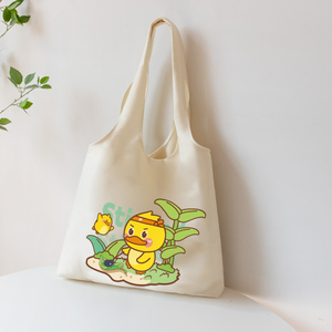 Bán Buôn Biểu Tượng Tùy Chỉnh Dễ Thương Phim Hoạt Hình Genkikun Thân Thiện Với Môi Có Thể Tái Chế Túi Xách Mua Sắm Đồng Bằng Bông Vải Tote Túi Với Xử Lý - Product Image 3