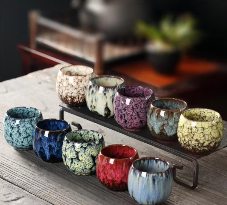 中国茶器 セット 　セラミックカンフーティーセット ティーセット セラミックティーカップ 紫色の砂カップ 小容量 280ML 蓋