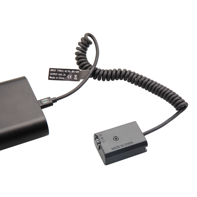 Type C Power Adapter DC Coupler FW50 Full Decoded Dummy Battery for Sony A7, A7R, A7S, A7M, A7II, A7S2, A7M2, A7R2, A6500, A6400