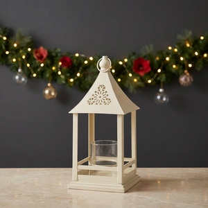 Wholesale Ivory Metal Moroccan Style <b>Mini</b> Candle <b>Lantern</b> for Home Tabletop and Hanging Decoration - Product Image 1