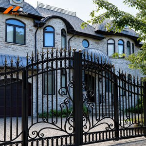 Steel Black Spear Top Security Gate UV Proof Outdoor Boundary Entrance <b>for</b> Villa Garden and Residential Projects - Product Image 1