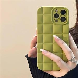 Funda para iPhone 13 Pro Max con diseño de pan verde oliva frío estilo INS, para Apple 12, 14, XS, color sólido a cuadros - Product Image 5
