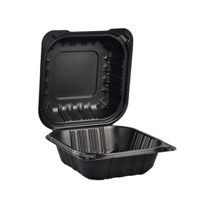 Bán Buôn Xách Tay Bánh Hamburger Chiên Thịt Nướng Bao Bì Container Màu Đen Bản Lề Takeaway Hộp Ăn Trưa Mfpp - Product Image 2