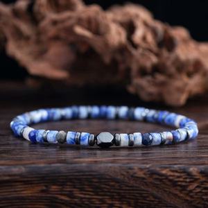 Pulseras de Piedras de Hematita Negra Natural de Moda al por Mayor, Brazaletes Elásticos, Joyería para Hombre, Fiesta, Entrega Rápida - Product Image 1