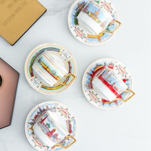 Juego de Taza y Platillo de Porcelana de Lujo con Asa Dorada, Diseño <span class=keywords><strong>del</strong></span> <span class=keywords><strong>Kremlin</strong></span> de Moscú, Taza de Cerámica para Té, Regalo para la Hora <span class=keywords><strong>del</strong></span> Té - Product Image 2