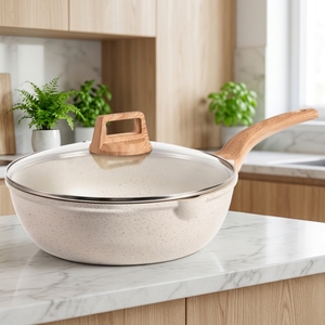 <span class=keywords><strong>CAROTE</strong></span> Sartén Profunda Antiadherente de Aluminio de 12 Pulgadas con Tapa de Vidrio, 5.5 Qt, para Cocina a Gas, con Boquilla Vertedora, Apta para Cocina Jumbo y Salteado, Libre de PFOA - Product Image 2