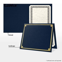 Porte-diplôme de graduation Lehuipp, 30 pièces/boîte, bleu marine en lin avec feuille d'or, taille 9 1/2 x 12, porte-certificats en papier