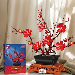 Gratuit <span class=keywords><strong>Trib</strong></span> 11004 fleur de prunier fleur bonsaï fleur modèle briques créative décoration de bureau jouets enfants cadeaux blocs de construction ensembles - Product Image 2