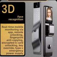 Cerradura Inteligente con Huella Dactilar, Reconocimiento de Palma de la Mano, Reconocimiento Facial 3D, Contraseña Antirrobo, Aleación de Aluminio, Puertas de Entrada con Nube de Datos