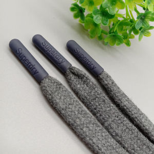 Custom Engraved Logo Cotton <b>Drawstring</b> Cord Colored Flat Hoodies <b>Drawstring</b> with Plastic Metal Tips - Product Image 1