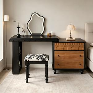 Luxurious Wooden Dressing <b>Table</b> LED Lighted Mirror Modern Style Makeup Stool High <b>End</b> Apartment Bedroom Vanity - Product Image 3