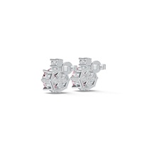 Boucles d'oreilles clous personnalisées en argent sterling S925 avec zircon cubique rose taille octogonale et fond creux, bijoux fins quotidiens pour femme