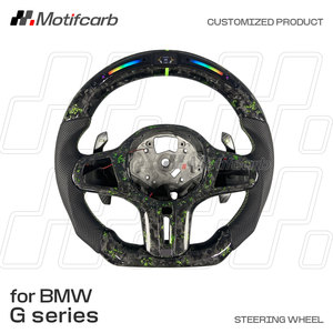 Volante LED de fibra de carbono forjado verde personalizado para BMW Serie 3 5 G20 G30 X3 X4 X5 M3 M4 M5 G20 G30 330i 440i 530i 540i - Product Image 2