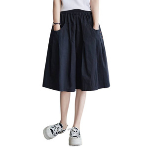 Cotton Linen Wide Leg Cropped Pants Women Summer Loose Fit Mid Length Casual Solid Color Khaki Plus Size Straight Leg Pants - Product Image 5