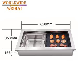 เตาปิ้งย่างเกาหลีแบบไร้ควันสำหรับร้านค้า พร้อมหม้อไฟฟ้าเคลือบกันติด สเตนเลสสตีล ใช้ได้สองแบบ สำหรับ<span class=keywords><strong>ชา</strong></span><span class=keywords><strong>บู</strong></span><span class=keywords><strong>ชา</strong></span><span class=keywords><strong>บู</strong></span>และเตาบาร์บีคิว - Product Image 2