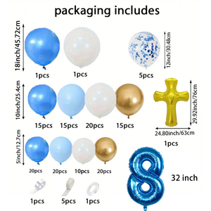 Bleu blanc or ballons anniversaire bébé garçon pleine lune dieu bénisse fête décoration ballon <span class=keywords><strong>ensemble</strong></span> pour bébé douche baptême fête - Product Image 2