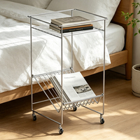 Chariot de rangement mobile en acier inoxydable, petite bibliothèque roulante, porte-documents de bureau, organisateur de livres pour la maison, le bureau et l'école