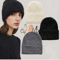 Bonnet d'Hiver en Tricot Angora Épais et Doux pour Homme et Femme, Vente en Gros, Dessin Animé, Skullies