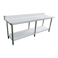 Table de travail en acier inoxydable avec dosseret et banc en acier inoxydable pour équipement de restauration commerciale