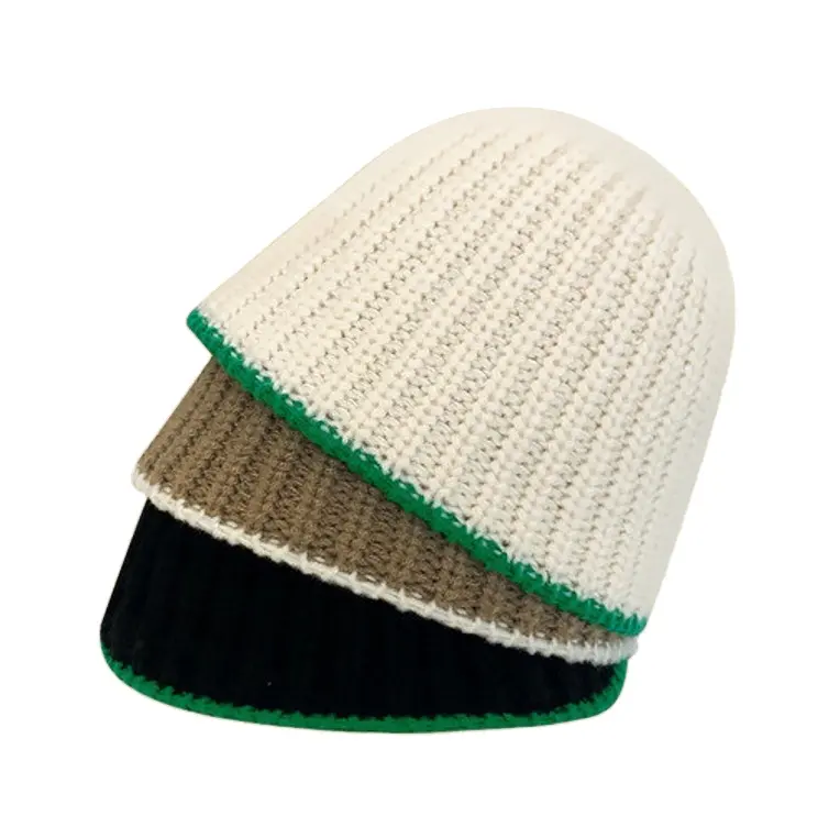 Benutzer definierte neue Stil Frauen Kontrast farbe benutzer definierte Logo einfache Häkel strick Eimer Hut
