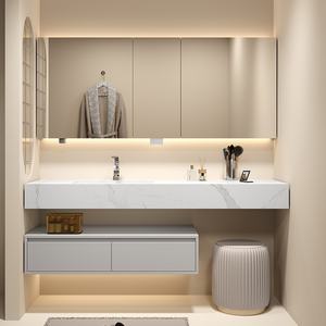 Moderno e minimalista mobiletto da <span class=keywords><strong>bagno</strong></span> <span class=keywords><strong>in</strong></span> legno massello <span class=keywords><strong>con</strong></span> lavello <span class=keywords><strong>in</strong></span> granito senza soluzione di continuità integrato <span class=keywords><strong>in</strong></span> un unico pezzo - Product Image 4