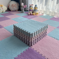 Tapis de sol carré en mousse EVA à épissure, couleur unie, velours, résistant à la saleté, lavable, style coréen, pour chambre à coucher, balcon