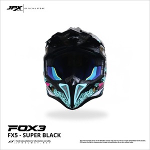 Casco de Motocross JPX Fox3 con Correa Magnética, Diseño Elegante con Motivo FX5 Super Negro para un Rendimiento Inigualable. - Product Image 3
