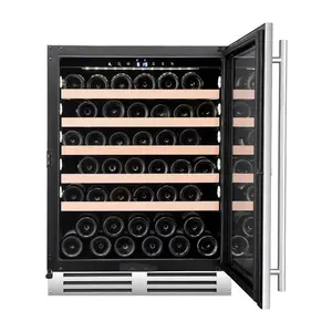 12 Inch Wine Cooler Mini Fridge Door Frame Black Case 18 Bottle Built In Or Freestanding With Stainless Steel Mirror Glass 50