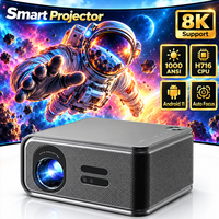 Projecteur intelligent 300 pouces 4K Full HD natif 1920*1080P Android 11 WiFi avec autofocus et haut-parleurs 5W*2 pour cinéma maison extérieur