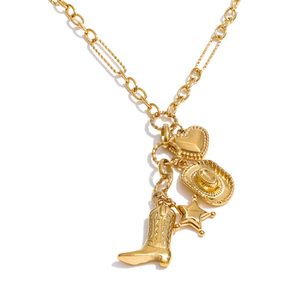 Collar JINYOU 1913 Vintage de Acero Inoxidable con Colgante en Forma de Estrella y Corazón, Cadena Chapada en Oro Resistente al Agua, Collar para Mujer - Product Image 1