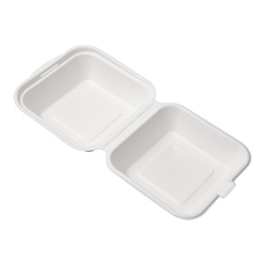 Contenedor Biodegradable Desechable de Pulpa de Bagazo para Comida para Llevar, Caja para Hamburguesas de Caña de Azúcar de 6 Pulgadas - Product Image 3