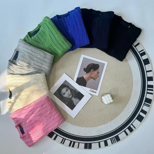 Maglione da <span class=keywords><strong>Donna</strong></span> Autunnale in Puro <span class=keywords><strong>Cotone</strong></span> con Scollo a V, Ricamato, a <span class=keywords><strong>Maglia</strong></span> Intrecciata, Ampio, a Maniche Lunghe, Stile Coreano, Semplice e Casual - Product Image 4