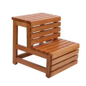Factory Wholesale Custom Safety Bamboo Wood Kids' Furniture Kitchen Toddler 2 Step Stool Ladders Wooden Baby Step Stool For Kids